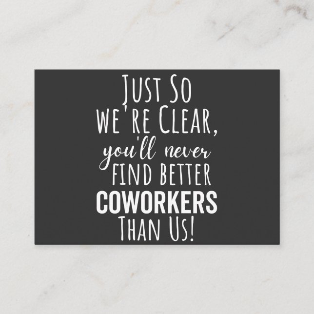 BEST GIFT FOR LEAVING COWORKERS BUSINESS CARD (Front)