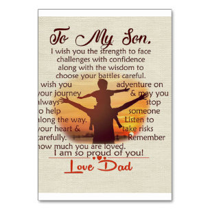 Best Gift For Son   To My Son Quotes Table Number