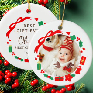 Best Gift Girl First Christmas Ceramic Ornament