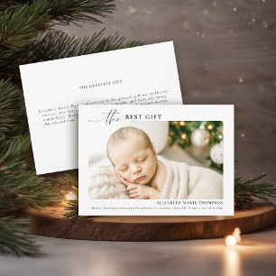 Best Gift Minimalist Calligraphy Christmas Baby Announcement