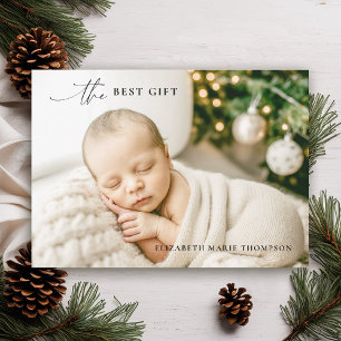 Best Gift Minimalist Full Photo Christmas Baby Announcement