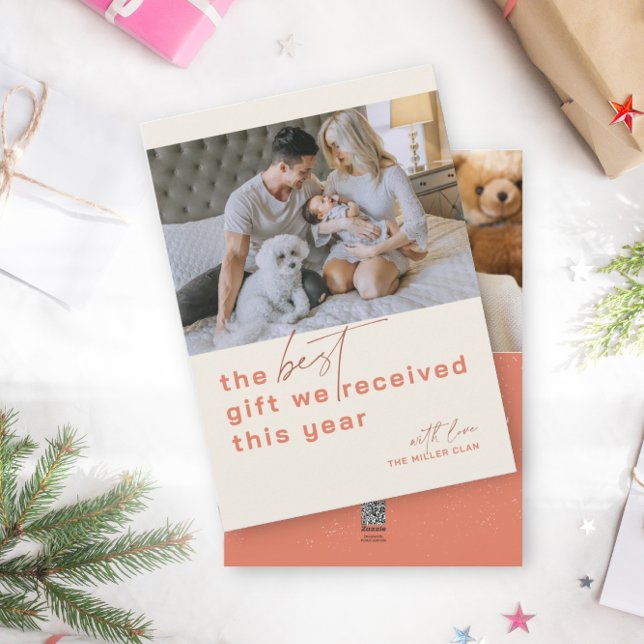 Best Gift Photo Red Holiday Birth Announcement (Creator Uploaded)