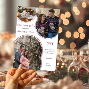 Best Gifts 3 Arch Photo Modern Christmas Pregnancy Holiday Card