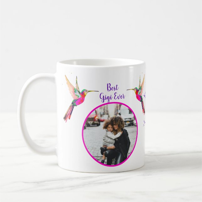 Best Gigi Ever! Family Photo Hummingbird Coffee Coffee Mug (Left)