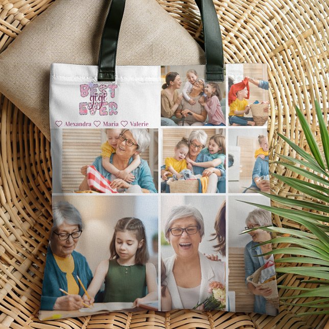 Best Gigi Ever Floral Photo Collage Tote Bag (Creator Uploaded)