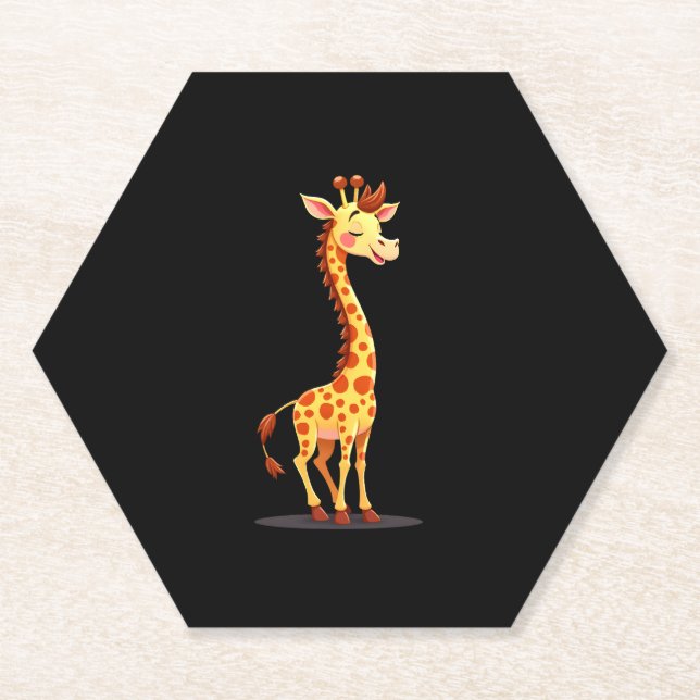 Best Giraffe Art For Men Women Adult Giraffe Print Paper Coaster (Front)