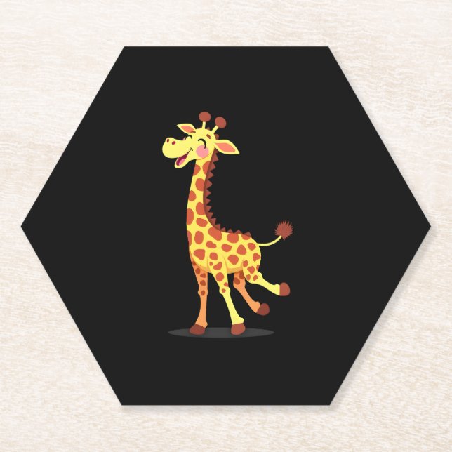 Best Giraffe Art For Men Women Adult Giraffe Print Paper Coaster (Front)