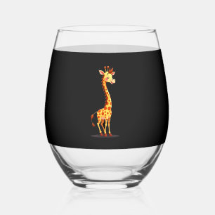 Best Giraffe Art For Men Women Adult Giraffe Print Stemless Wine Glass