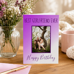 Best Girlfriend Ever Birthday Photo Purple Ombre Holiday Card
