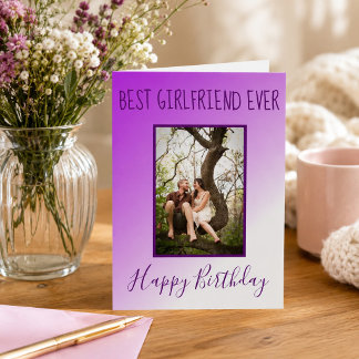 Best Girlfriend Ever Birthday Photo Purple Ombre Holiday Card