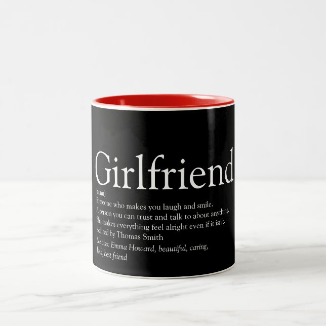 Best Girlfriend Ever Definition Modern Chic Two-Tone Coffee Mug (Center)