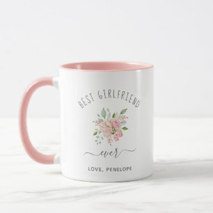 Best Girlfriend Ever   Pretty Elegant Pink Roses Mug