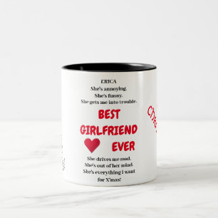 Best Girlfriend Ever silhouette & Pink crown Two-Tone Coffee Mug