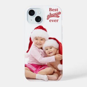 Best Glamma Ever photo red/white on white iPhone 15 Case