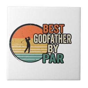 Best Godfather by Par Vintage Golf Vector Design_1 Ceramic Tile