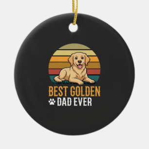 Best Golden Retriever Dad Ever Retro Dog Ceramic Ornament