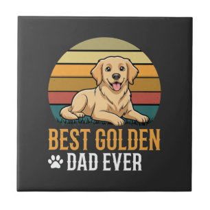 Best Golden Retriever Dad Ever Retro Dog Ceramic Tile