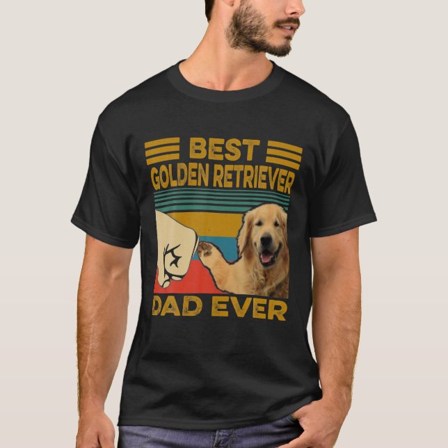 Best Golden Retriever Dad Ever Retro Father Day T-Shirt (Front)