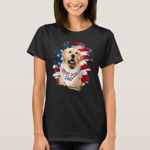 Best Golden Retriever Dog Dad Cute Usa Flag Father T-Shirt