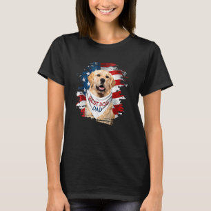 Best Golden Retriever Dog Dad Cute Usa Flag Father T-Shirt