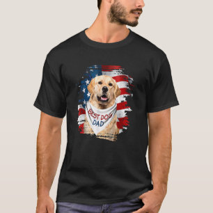 Best Golden Retriever Dog Dad Cute Usa Flag Father T-Shirt
