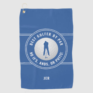 Best Golfer By Par Funny Putts Men's Black & White Golf Towel