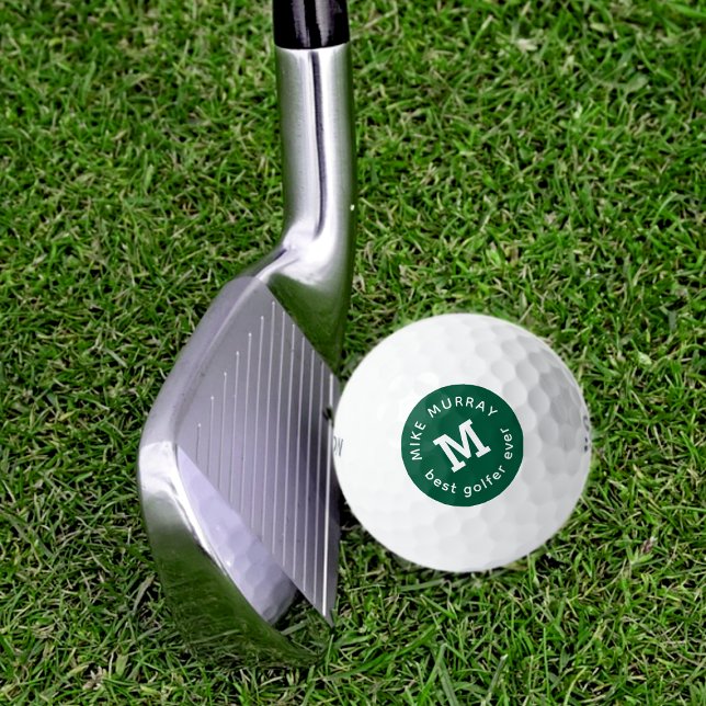 Best Golfer Ever green Monogrammed Golf Ball (Creator Uploaded)
