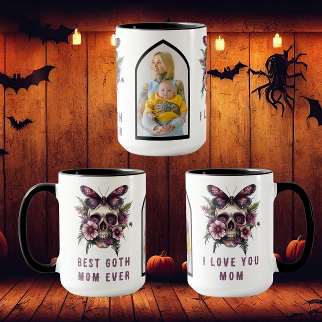 Best Goth Mum Ever Skull Moth Purple Mother's Day Mug (Creator Uploaded)
