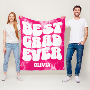 Best Grad Ever Pink Tie Dye Graduation Fleece Blanket