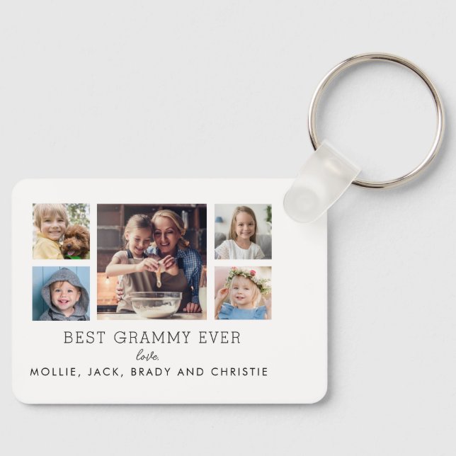 Best Grammy Ever 5-Photo Collage Keepsake Custom Key Ring (Front)