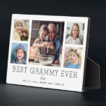 Best Grammy Ever 5-Photo Collage Keepsake Custom Plaque<br><div class="desc">Simple and clean design lets your family photos shine on this Best Grammy Ever plaque. A large photograph in the centre with two smaller photos on either side let you insert your own photos easily. Best Grammy Ever is written in a large modern font. Two lines below let you complete...</div>