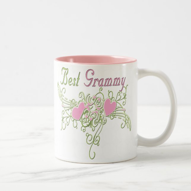 Best Grammy Swirling Hearts Two-Tone Coffee Mug (Right)