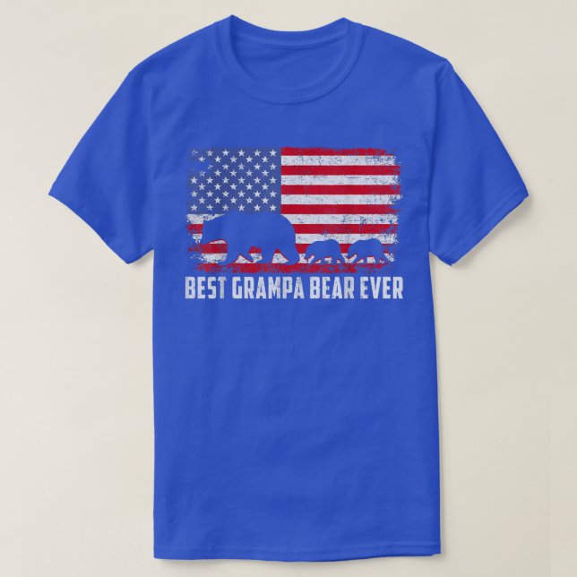 Best Grampa Bear Ever USA American Flag Father's D T-Shirt (Design Front)