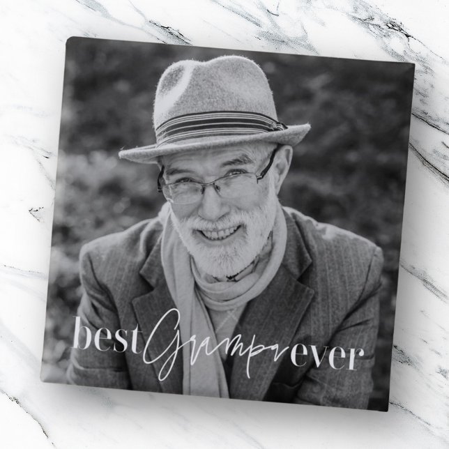 Best Grampa Ever Modern Simple Elegant Photo 15 Cm Square Badge (Creator Uploaded)