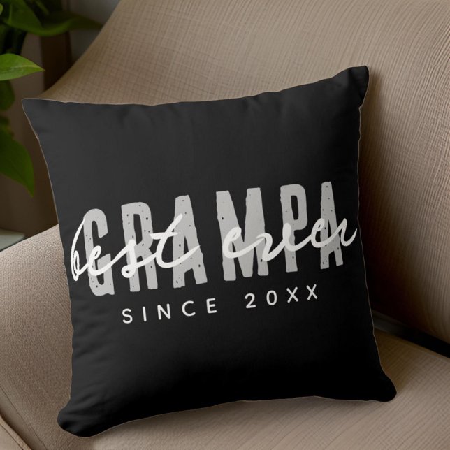 Best Grampa Ever Since 20XX Modern Simple Preppy Cushion (Creator Uploaded)