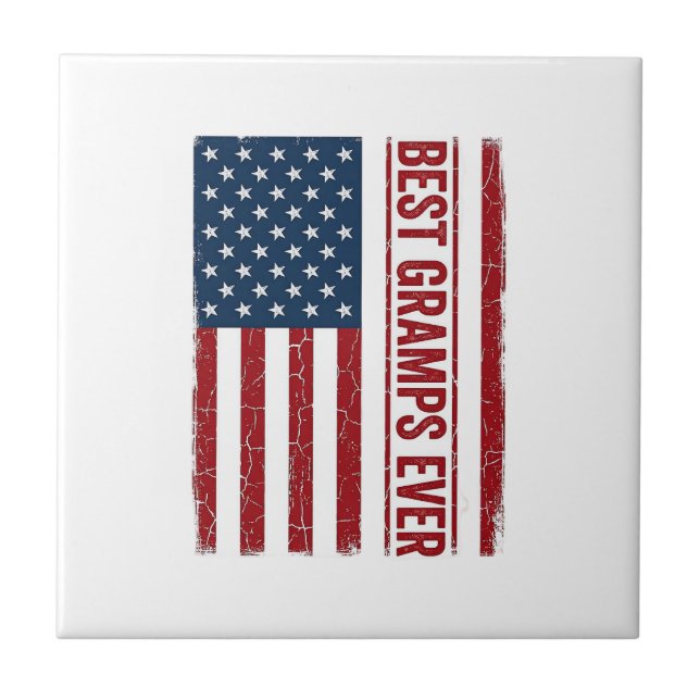 Best Gramps Ever Patriotic Flag Vector Design_1 Ceramic Tile (Front)