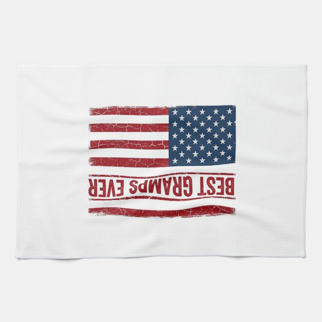 Best Gramps Ever Patriotic Flag Vector Design_1 Tea Towel (Horizontal)