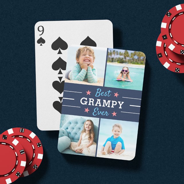 Best Grampy Ever | Grandfather Kids Photo Collage Playing Cards (Creator Uploaded)