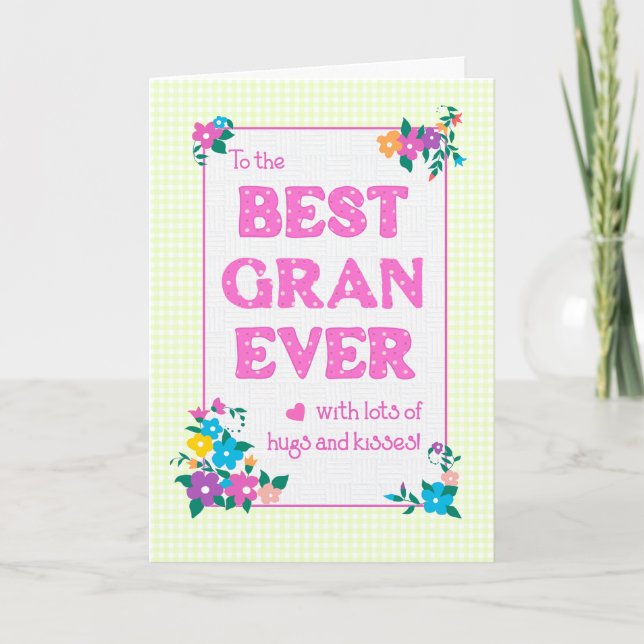  Best Gran Ever Mother's Day Hugs and Kisses Card (Front)