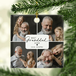 Best Grandad Ever 4 Photo Collage Personalised Ceramic Ornament