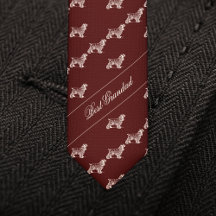 Best Grandad's dog pattern burgundy Neck Tie
