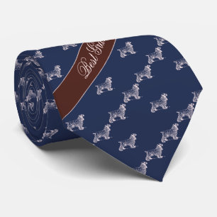 Best Grandad's dog pattern navy Neck Tie