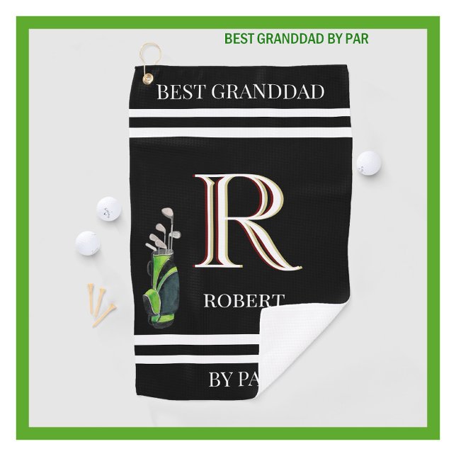 Best Granddad by Par Custom Monogram Name Clubs  Golf Towel (Creator Uploaded)