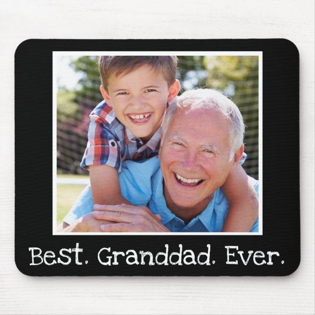 Best Granddad Ever Photo Personalised Black  Mouse Pad (Front)