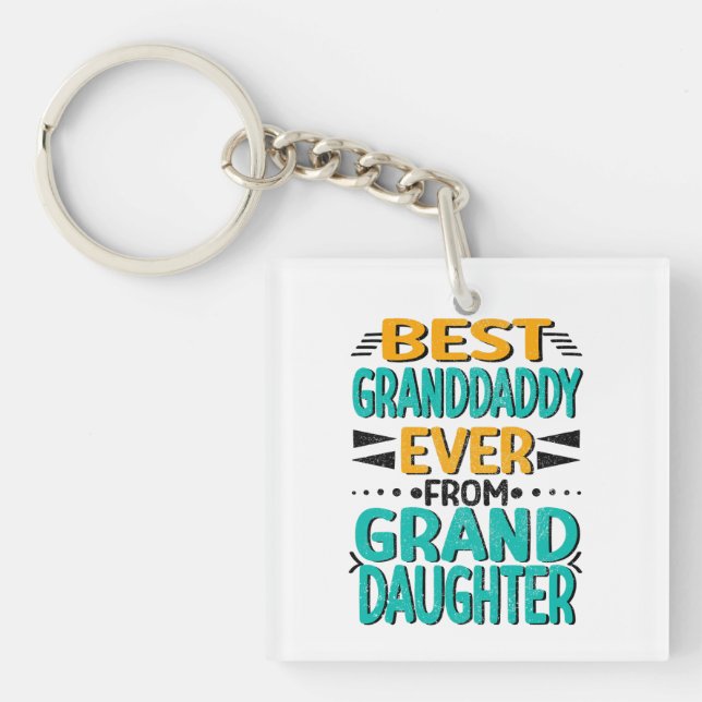Best Granddaddy Ever Granddaughter, Green Orange Key Ring (Front)