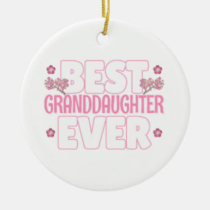 Best Granddaughter Ever - Cherry Blossoms Ceramic Ornament