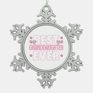 Best Granddaughter Ever - Cherry Blossoms Snowflake Pewter Christmas Ornament