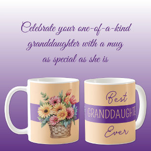 Best granddaughter ever gerbera flowers orange coffee mug
