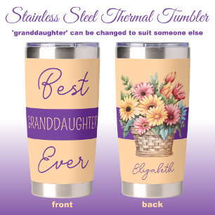 Best granddaughter ever gerbera flowers orange insulated tumbler