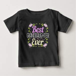 Best Granddaughter Ever - Pink Floral Baby T-Shirt